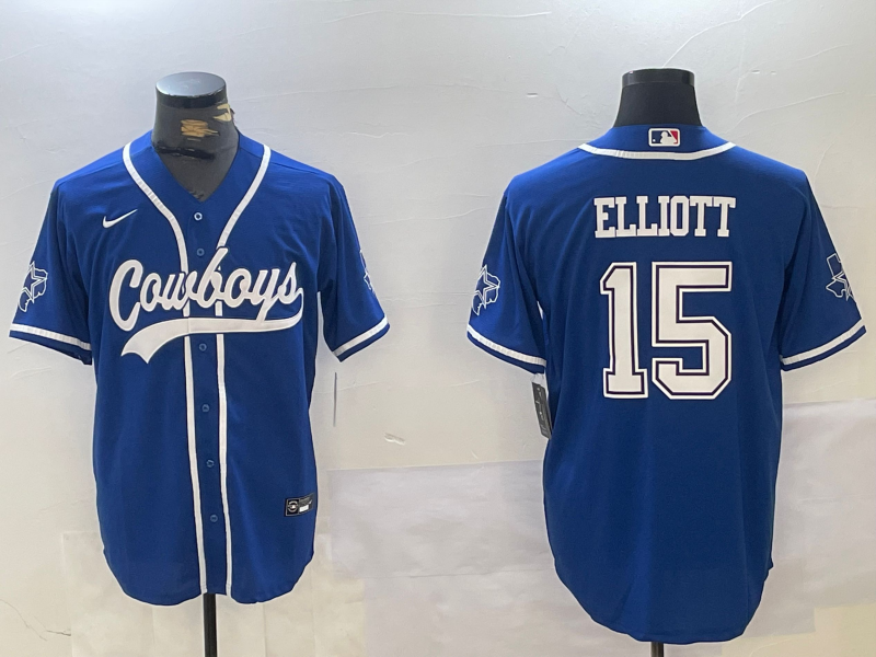Men's Dallas Cowboys Ezekiel Elliott #15 Royal Jersey